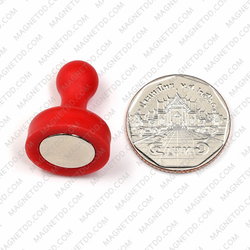 พินแม่เหล็กแรงสูง Magnetic Push Pins 19mm x 25mm สีแดง แม่เหล็กถาวรนีโอไดเมี่ยม NdFeB (Neodymium)
