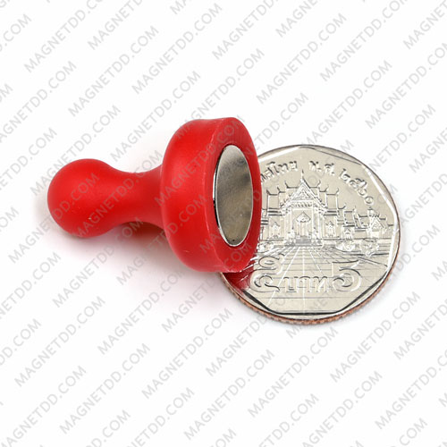 พินแม่เหล็กแรงสูง Magnetic Push Pins 19mm x 25mm สีแดง แม่เหล็กถาวรนีโอไดเมี่ยม NdFeB (Neodymium)