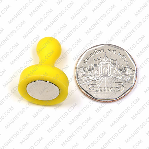 พินแม่เหล็กแรงสูง Magnetic Push Pins 19mm x 25mm สีเหลือง แม่เหล็กถาวรนีโอไดเมี่ยม NdFeB (Neodymium)