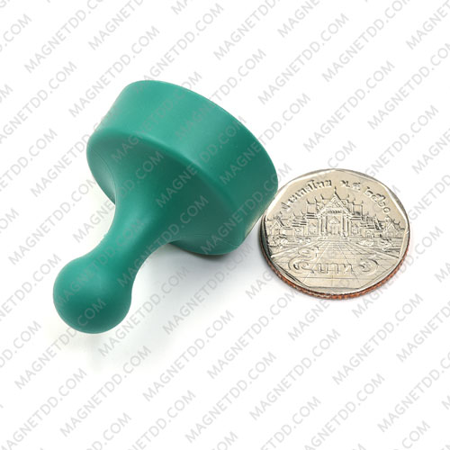 พินแม่เหล็กแรงสูง Magnetic Push Pins 29mm x 38mm สีเขียว แม่เหล็กถาวรนีโอไดเมี่ยม NdFeB (Neodymium)