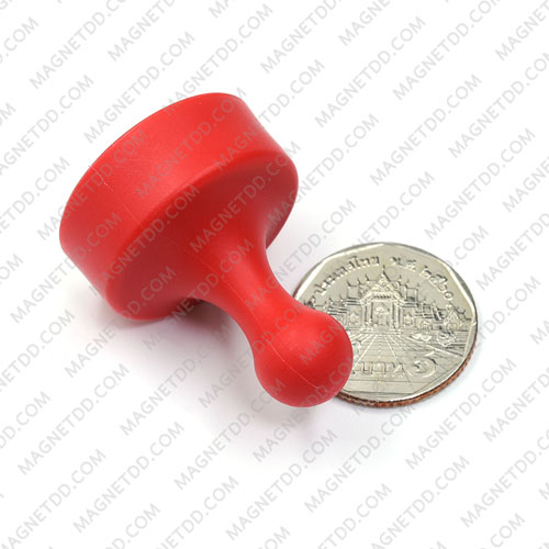 พินแม่เหล็กแรงสูง Magnetic Push Pins 29mm x 38mm สีแดง แม่เหล็กถาวรนีโอไดเมี่ยม NdFeB (Neodymium)