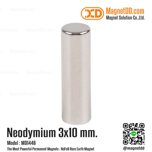 แม่เหล็กแรงสูง Neodymium ขนาด 3mm x 10mm แม่เหล็กจิ๋วทรงกระบอก