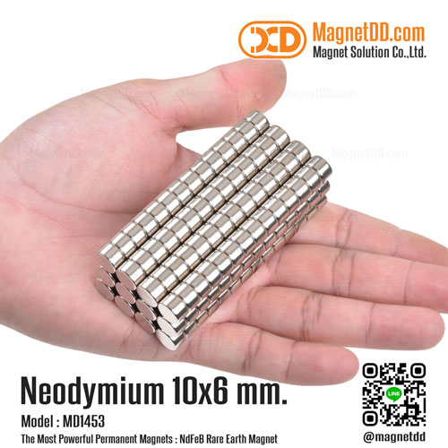 แม่เหล็กแรงสูง Neodymium ขนาด 10mm x 6mm แม่เหล็กแรงดึงดูดสูง