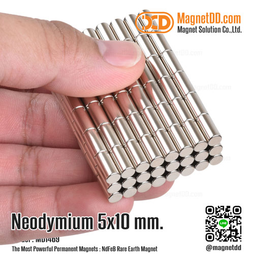 แม่เหล็กแรงสูง Neodymium ขนาด 5mm x 10mm แม่เหล็กแรงสูงทรงกระบอก