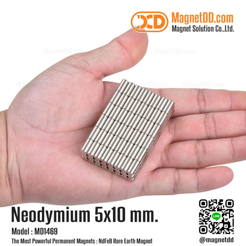 แม่เหล็กแรงสูง Neodymium ขนาด 5mm x 10mm แม่เหล็กแรงสูงทรงกระบอก