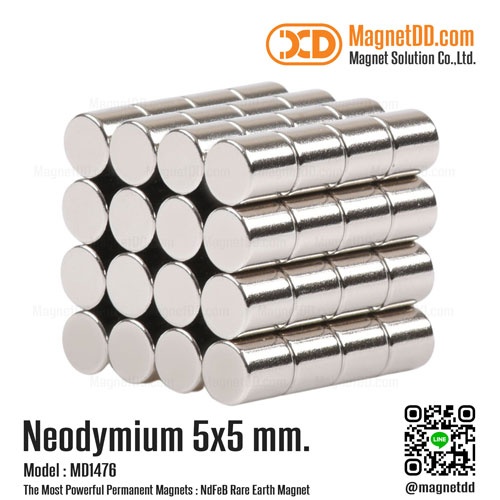 แม่เหล็กแรงสูง Neodymium ขนาด 5mm x 5mm แม่เหล็กทรงกระบอก