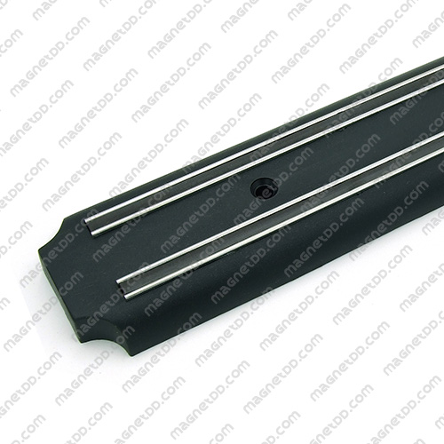 แถบแม่เหล็กเก็บมีดติดผนัง ขนาด 380mm – พลาสติกมุมเว้า ABS สีดำ แม่เหล็กถาวรยาง Flexible Rubber Magnets