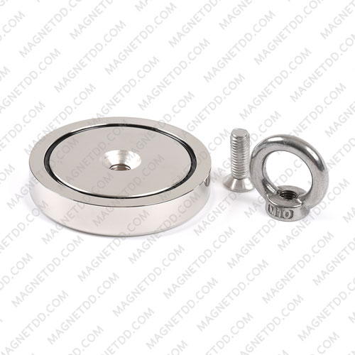 Mounting Magnet ขนาด 90mm x 18mm รู 10mm พร้อมห่วงสแตนเลส แม่เหล็กถาวรนีโอไดเมี่ยม NdFeB (Neodymium)