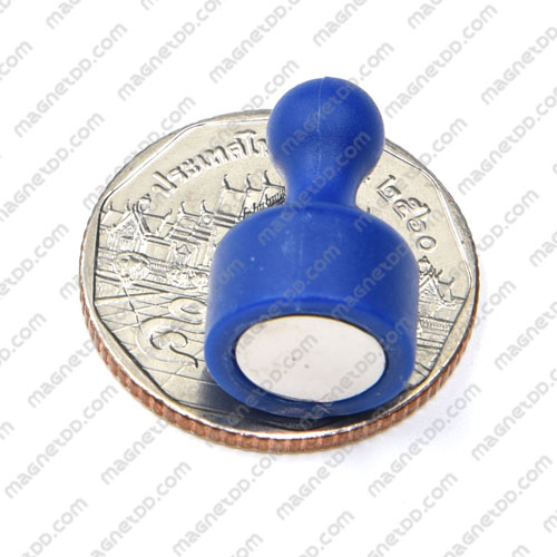 พินแม่เหล็กแรงสูง Magnetic Push Pins 12mm x 20mm สีน้ำเงิน แม่เหล็กถาวรนีโอไดเมี่ยม NdFeB (Neodymium)