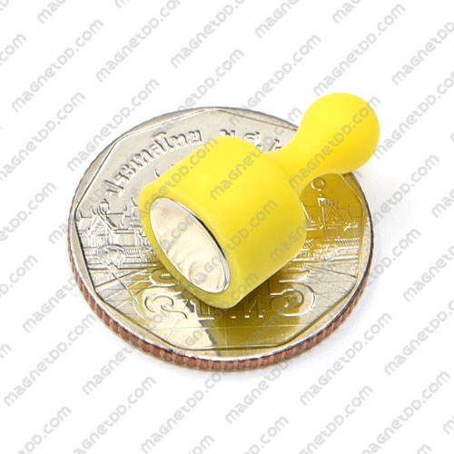 พินแม่เหล็กแรงสูง Magnetic Push Pins 12mm x 20mm สีเหลือง แม่เหล็กถาวรนีโอไดเมี่ยม NdFeB (Neodymium)