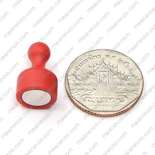 พินแม่เหล็กแรงสูง Magnetic Push Pins 12mm x 20mm สีแดง แม่เหล็กถาวรนีโอไดเมี่ยม NdFeB (Neodymium)