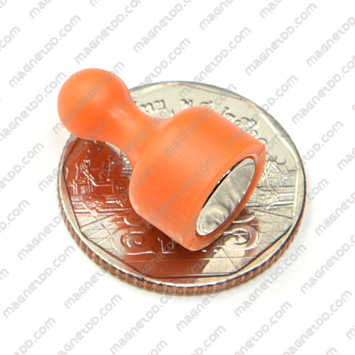พินแม่เหล็กแรงสูง Magnetic Push Pins 12mm x 20mm สีส้ม แม่เหล็กถาวรนีโอไดเมี่ยม NdFeB (Neodymium)