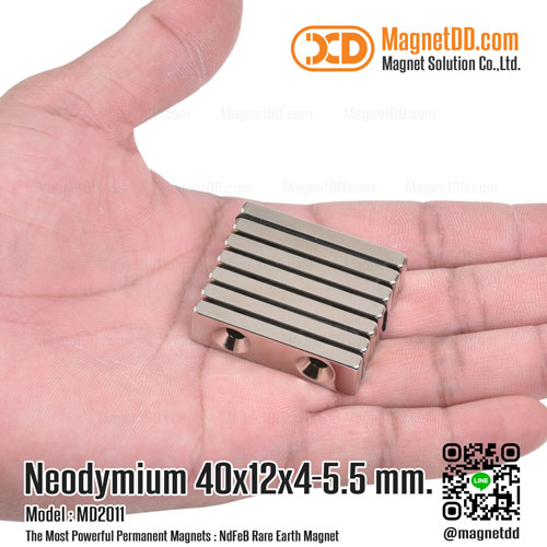 แม่เหล็กแรงสูง Neodymium ขนาด 40mm x 12mm x 4mm รู 4.5mm