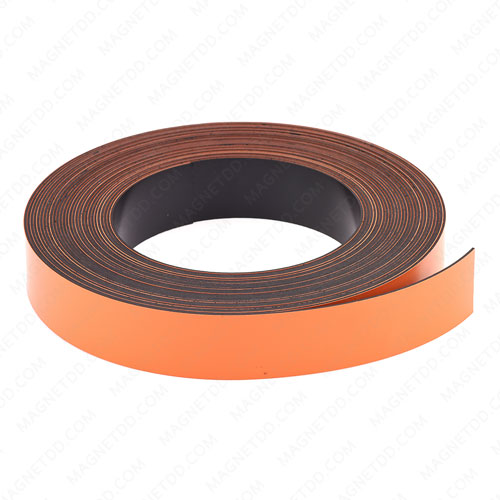 แม่เหล็กยาง เคลือบ PVC ขนาด 25mm x 1mm ยาว 10เมตร - สีส้ม แม่เหล็กถาวรยาง Flexible Rubber Magnets