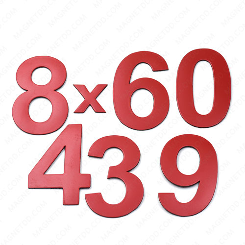 แม่เหล็กยาง ตัวเลข 0-9 บวก ลบคูณ หาร สูง 52mm ชุด 15ชิ้น - สีแดง แม่เหล็กถาวรยาง Flexible Rubber Magnets