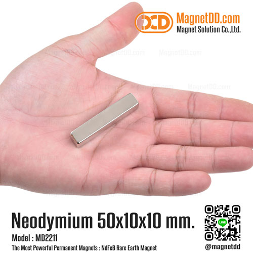 แม่เหล็กแรงสูง Neodymium ขนาด 50mm x 10mm x 10mm