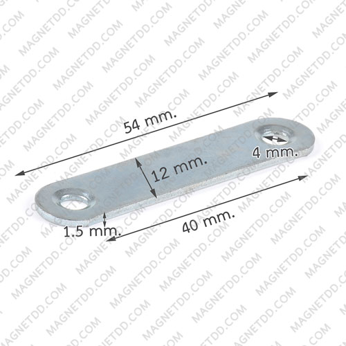 แผ่นเหล็ก Steel plate ขนาด 54mmx 12mm x 1.5mm รู 4mm 