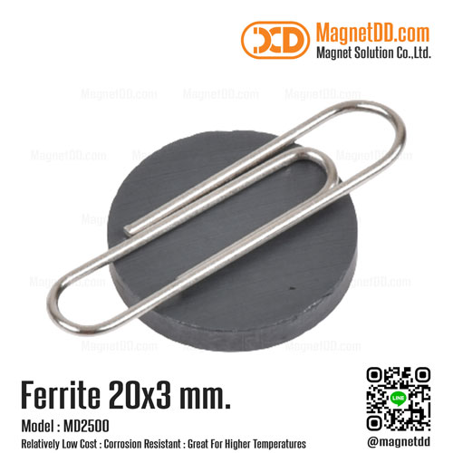 แม่เหล็กเฟอร์ไรท์ Ferrite ขนาด 20mm x 3mm แม่เหล็กสีดำ