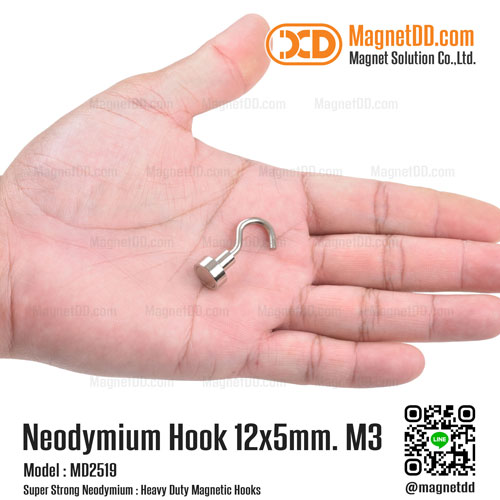 ชุดตะขอแม่เหล็กสูง Neodymium ขนาด 12x5mm M3