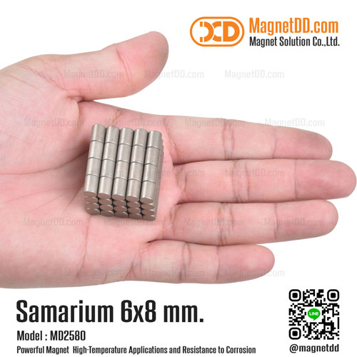 แม่เหล็กแรงสูงทนความร้อน Samarium Re ขนาด 6mm x 8mm