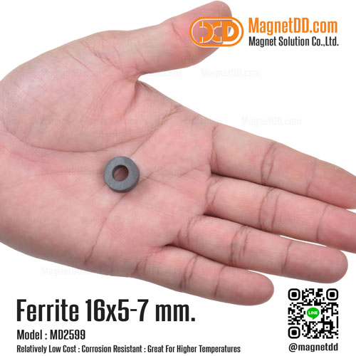 แม่เหล็กเฟอร์ไรท์ Ferrite ขนาด 16mm x 5mm วงใน 7mm.แม่เหล็กโดนัท แม่เหล็กเฟอร์ไรท์โดนัท