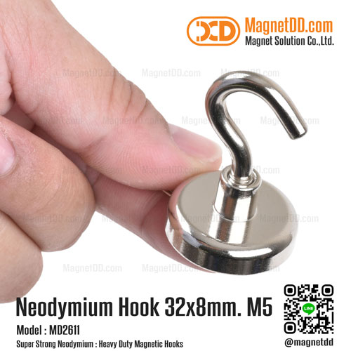 ชุดตะขอแม่เหล็กสูง Neodymium ขนาด 32mm