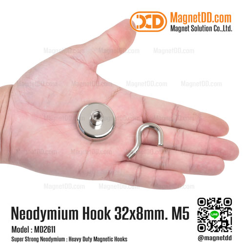 ชุดตะขอแม่เหล็กสูง Neodymium ขนาด 32mm
