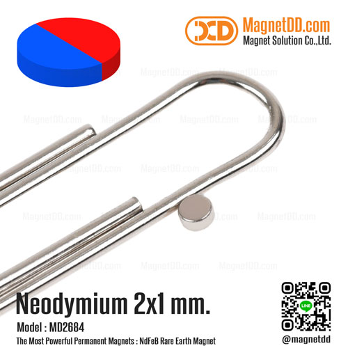 แม่เหล็กแรงสูง Neodymium 2mm x 1mm - Diametrically Magnetized