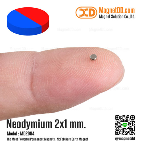 แม่เหล็กแรงสูง Neodymium 2mm x 1mm - Diametrically Magnetized
