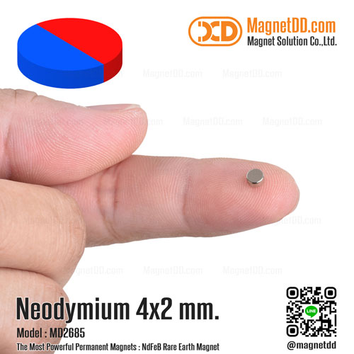 แม่เหล็กแรงสูง Neodymium 4mm x 2mm - Diametrically Magnetized