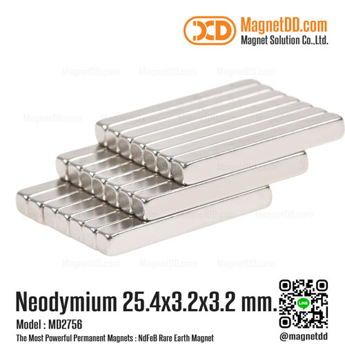 แม่เหล็กแรงสูง Neodymium ขนาด 25.4mm x 3.2mm x 3.2mm
