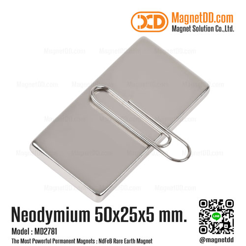 แม่เหล็กแรงสูง Neodymium  Re ขนาด 50mm x 25mm x 5mm ซื้อแม่เหล็กแรงสูง