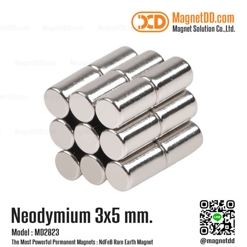 แม่เหล็กแรงสูง Neodymium ขนาด 3mm x 5mm แม่เหล็กทรงกระบอกขนาดเล็ก