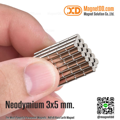 แม่เหล็กแรงสูง Neodymium ขนาด 3mm x 5mm แม่เหล็กทรงกระบอกขนาดเล็ก