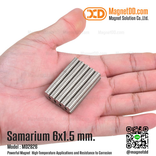 แม่เหล็กแรงสูงทนความร้อน Samarium Re ขนาด 6mm x 1.5mm แม่เหล็กทนความร้อน