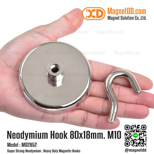 ชุดตะขอแม่เหล็กสูง Neodymium ขนาด 80x18mm M10 ตะขอแม่เหล็กแรงสูง