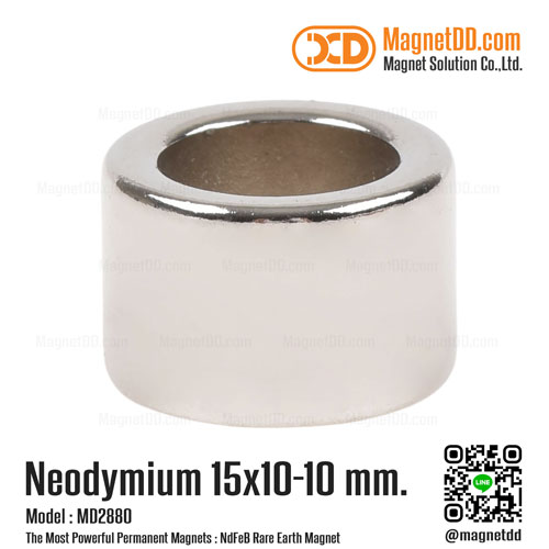 แม่เหล็กแรงสูง Neodymium ขนาด 15mm x 10mm วงใน 10mm