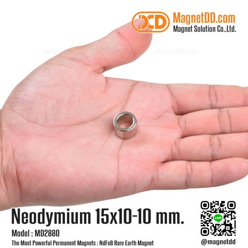 แม่เหล็กแรงสูง Neodymium ขนาด 15mm x 10mm วงใน 10mm