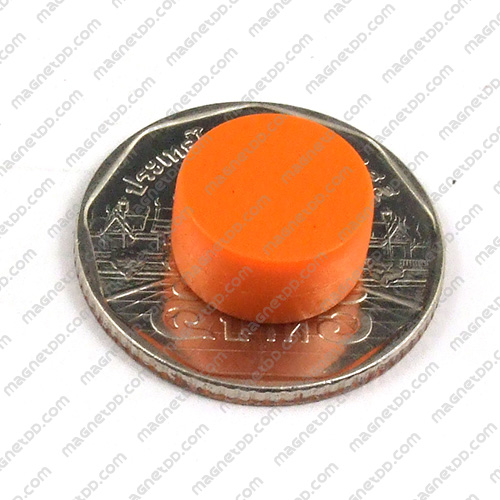 แม่เหล็กแรงสูง หุ้มพลาสติก กันน้ำ ขนาด 12.7mm x 6.2mm - ส้ม แม่เหล็กถาวรนีโอไดเมี่ยม NdFeB (Neodymium)