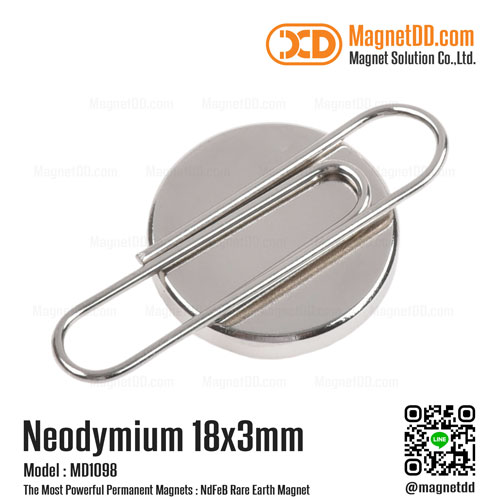 แม่เหล็กแรงสูง Neodymium ขนาด 18mm x 3mm เหล็กดูดแรงดึงสูง