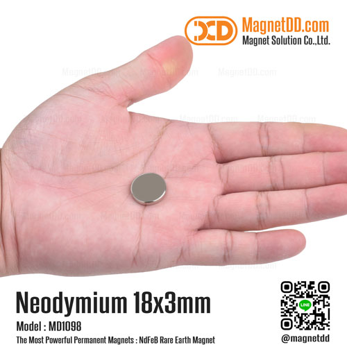 แม่เหล็กแรงสูง Neodymium ขนาด 18mm x 3mm เหล็กดูดแรงดึงสูง