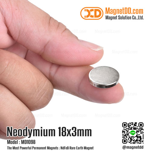 แม่เหล็กแรงสูง Neodymium ขนาด 18mm x 3mm เหล็กดูดแรงดึงสูง