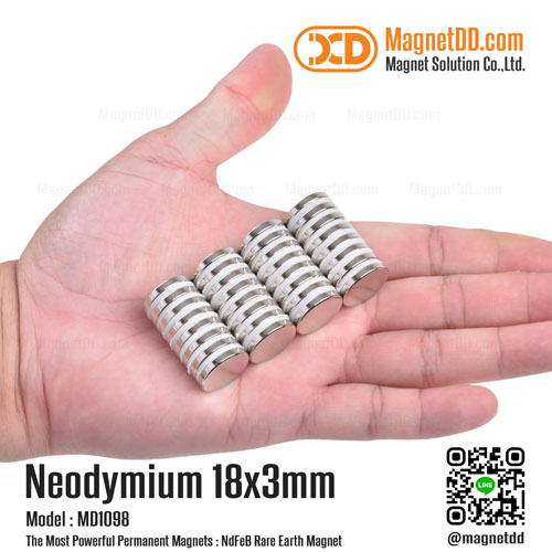 แม่เหล็กแรงสูง Neodymium ขนาด 18mm x 3mm เหล็กดูดแรงดึงสูง