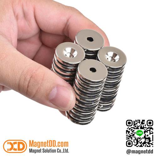 แม่เหล็กแรงสูง Neodymium ขนาด 20mm x 3mm รูขนาด 4.5mm : งาน Economy งานราคาประหยัด คุณภาพสูง