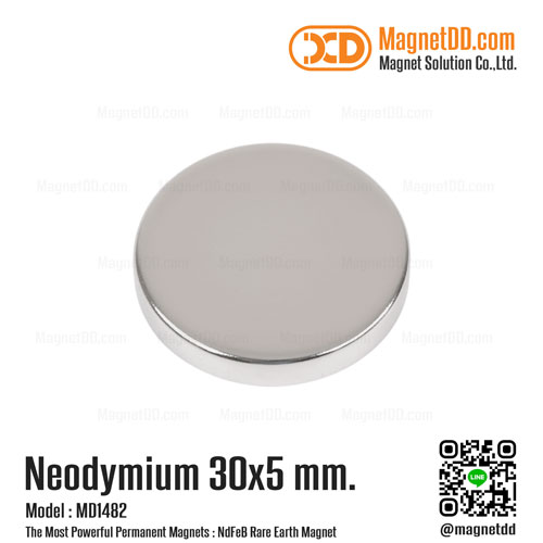 แม่เหล็กแรงสูง Neodymium ขนาด 30mm x 5mm : งาน Premium งานคัดพิเศษ คุณภาพสูง