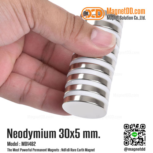 แม่เหล็กแรงสูง Neodymium ขนาด 30mm x 5mm : งาน Premium งานคัดพิเศษ คุณภาพสูง
