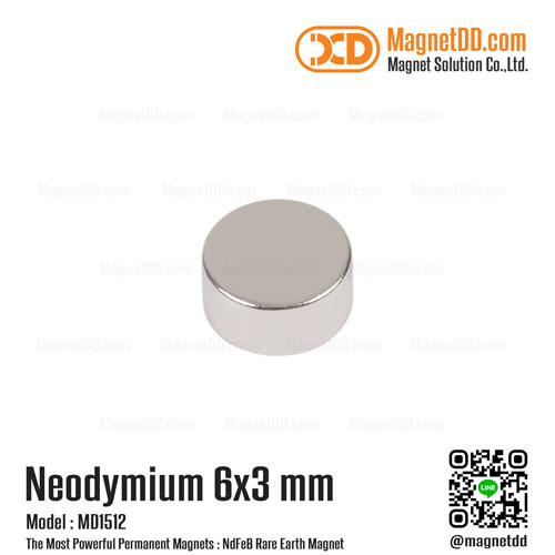 แม่เหล็กแรงสูง Neodymium ขนาด 6mm x 3mm แม่เหล็กขาว