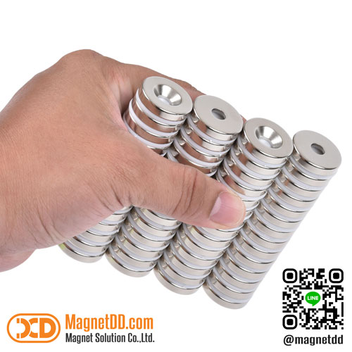 แม่เหล็กแรงสูง Neodymium 25mm x 5mm วงใน 7mm : งาน Premium งานคัดพิเศษ คุณภาพสูง