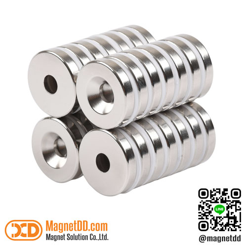 แม่เหล็กแรงสูง Neodymium 25mm x 5mm วงใน 7mm : งาน Economy งานราคาประหยัด คุณภาพสูง