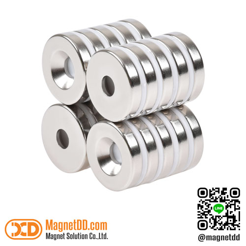 แม่เหล็กแรงสูง Neodymium 25mm x 5mm วงใน 7mm : งาน Economy งานราคาประหยัด คุณภาพสูง
